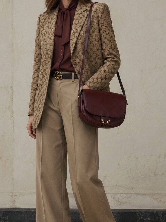 Gucci Handbags - Gucci Burgundy Leather Crossbody Saddle Purse